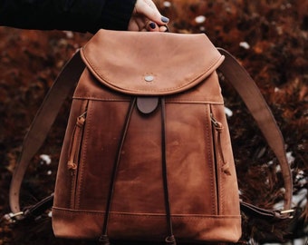 Student backpack Leather backpack Woman backpack Ladies backpack Women's daily pack Small backpack Back to school backpack