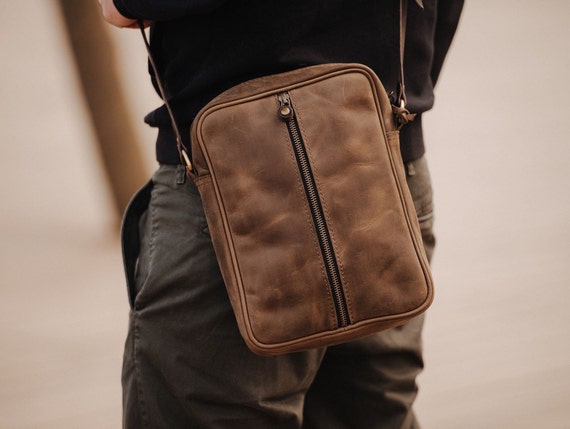 Leather Messenger Bag Crossbody Bag for Men Leather Mens Bag | Etsy