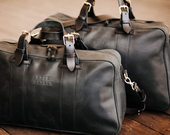 Bolso de fin de semana de cuero Bolso de noche Bolso de viaje grande de cuero Bolso de cabina de vuelo Regalo de Navidad