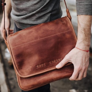 Bolso bandolera para ordenador de hombre, bolso de piel para portátil, bolso de piel para hombre, pequeño bolso bandolera de piel para hombre, regalo de Navidad