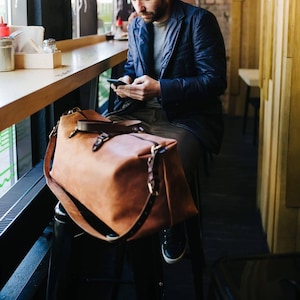 Leder Seesack von Kruk Garage- Reise große Geldbörse Weekender-Tasche für Mann Flug-Kabinengepäck Reisetasche Vatertagsgeschenk