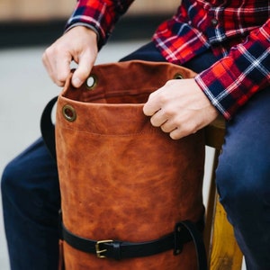 Top load duffle bag Duffle-pack Travel bag Leather men's bag Large bag Leather duffle bag Weekender Luggage