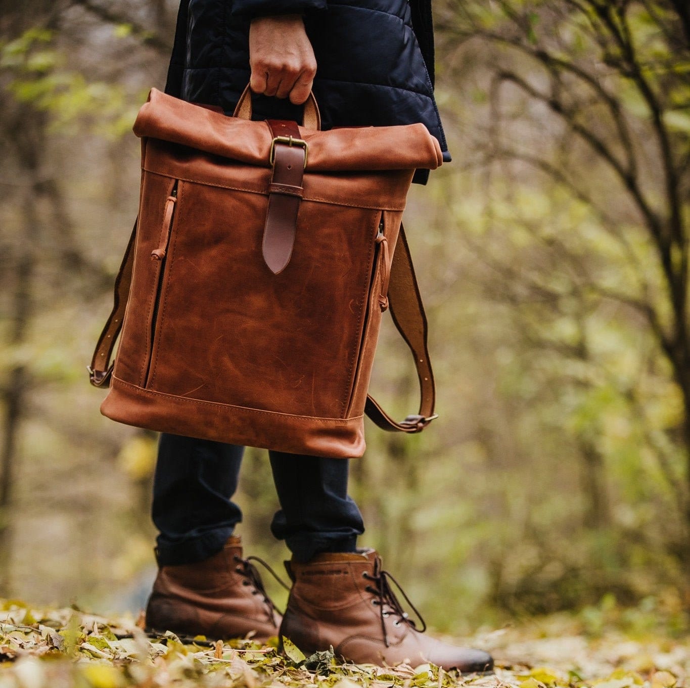 Faktura Vind Amfibiekøretøjer Leather Backpack Computer Backpack Roll Top Backpack by Kruk - Etsy Finland