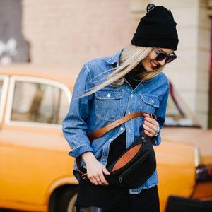Leather fanny pack Camera bag Hip bag for women Leather waist bag Small leather fannypack Christmas gift