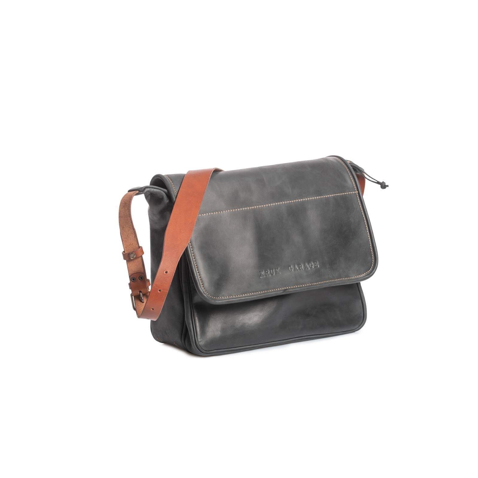 Leather Commuter Bag Flap Messenger Bag 13” Laptop Bag Men's