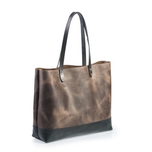 Women's tote bag Tote bag Leather tote bag Color block tote Carryall Shopper Women's gift image 7