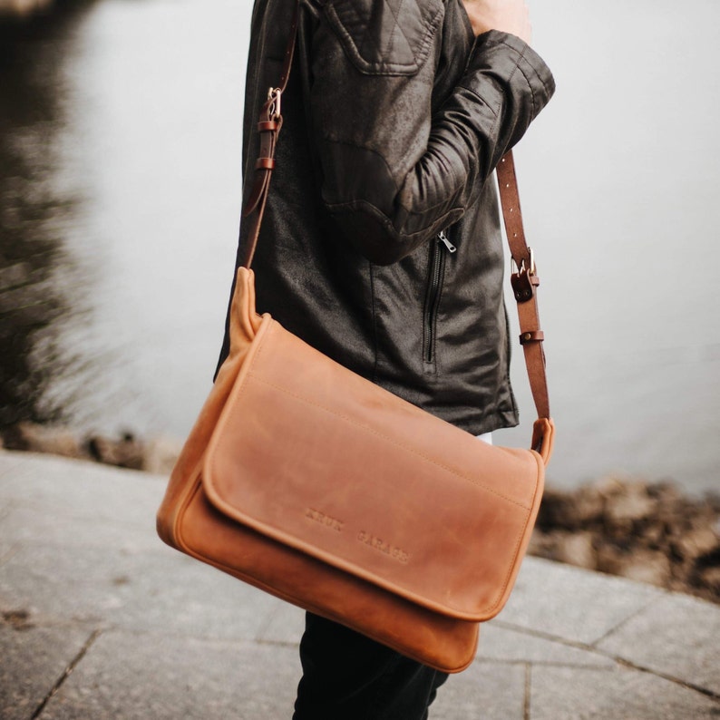 Klappe Messenger Bag Herren Ledertasche 13 Laptoptasche Etsy