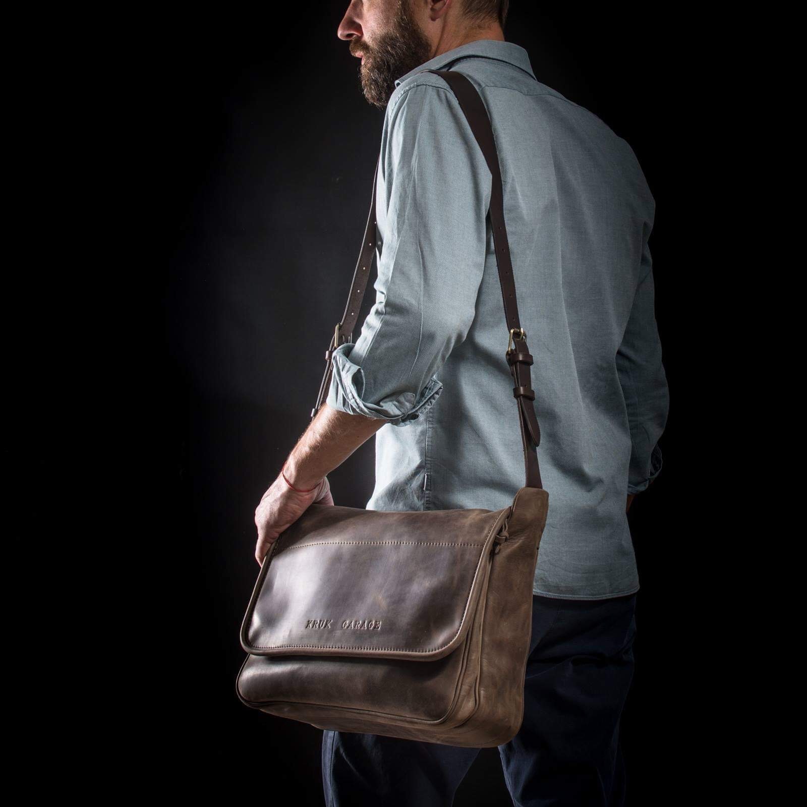 Mens Leather Bag Flap Messenger Bag 13 Laptop Bag Leather Etsy