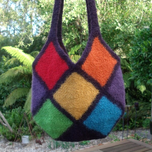 Felted Rainbow Handbag / Shoulder Bag / Felted Wool