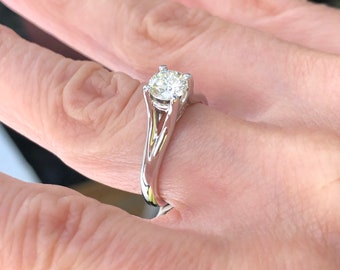 Ct Solitaire Diamond Ring, Solitaire Round Cut Diamond Engagement  Ring, Promise Ring, Natural Diamond, 14k White Gold, Gift For Her