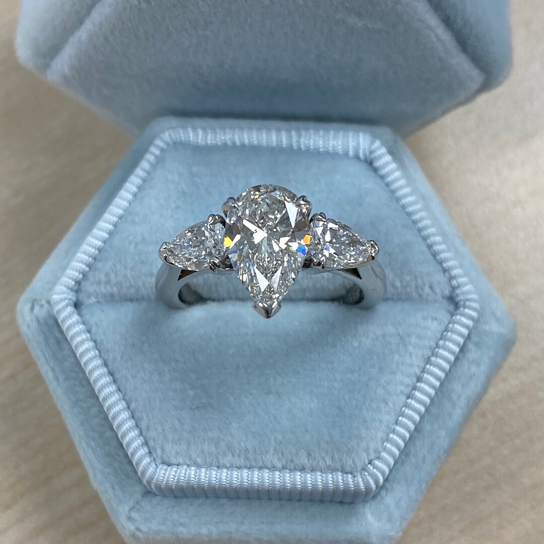 Pear Cut IGI Certified 2.94 TCW Lab Grown Diamond Engagement Ring, 3 ...