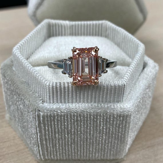 Emerald Cut 3.07 Ct IGI Lab Grown Intense Pink Diamond