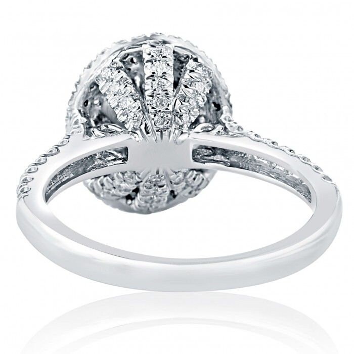 1.66ctw Yellow Oval Diamond Double Halo 18k White Gold Engagement