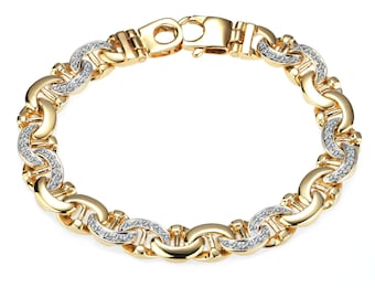 1.50 Ct Diamond Mariner Bracelet: 14k Solid Yellow Gold Anchor Bracelet