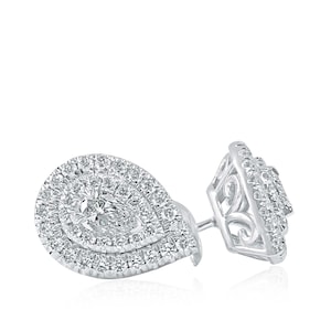 0.90 Ct Diamond Stud Earrings in 14k White Gold, Pear Cut Diamond Post Studs Earrings, Handmade Earrings for Women, Gift For All Occasion.