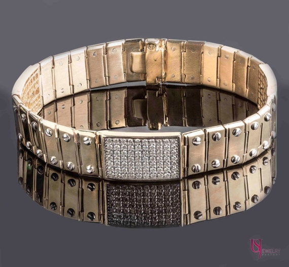 Buy ZIVOM Stainless Steel Gold Cz American Diamond Bangle Cuff Kada Bracelet  Men Online at Best Prices in India - JioMart.