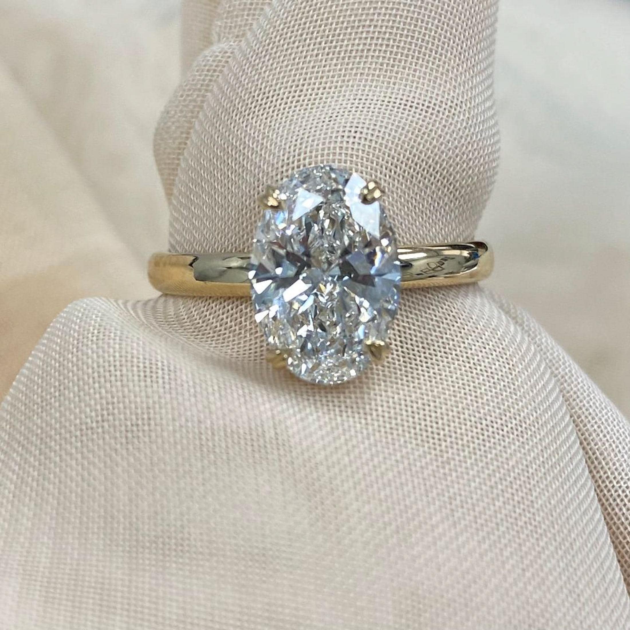 IGI 2ct Oval Lab Grown Diamond Engagement Ring, 14k Gold Hidden Halo - Etsy
