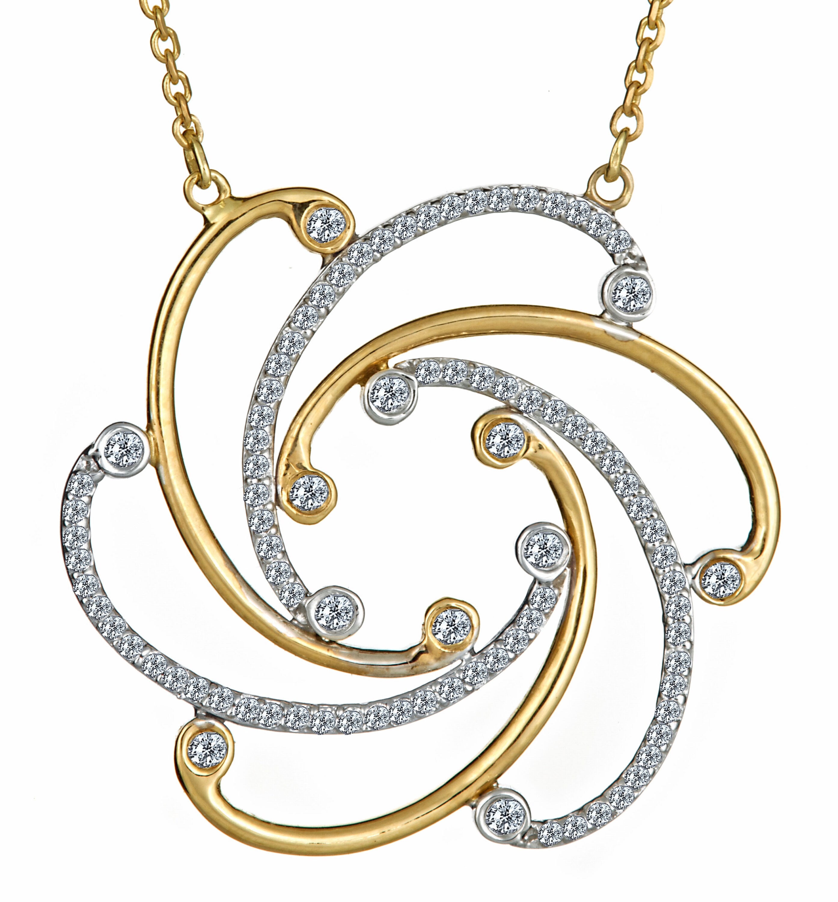 Whirl Diamond Pendant Necklace, Ct Round Cut, 14k White