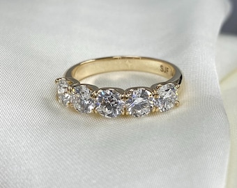 1.50 Ct Lab Grown Diamond Wedding Band, 14k Gold Anniversary Ring
