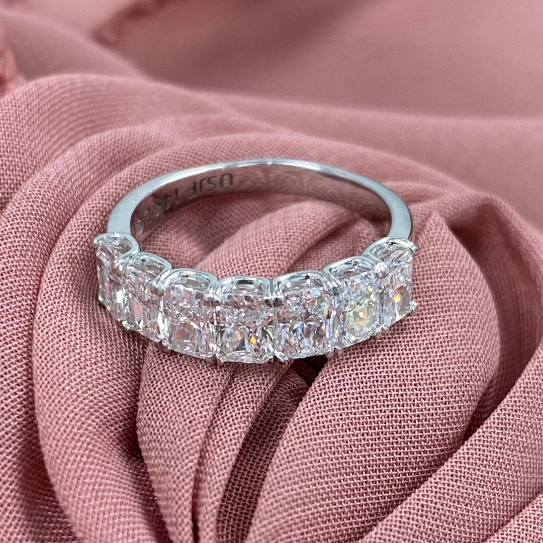 2.50 Ct Radiant Lab Grown Diamond Wedding Band, 14k Gold Anniversary ...