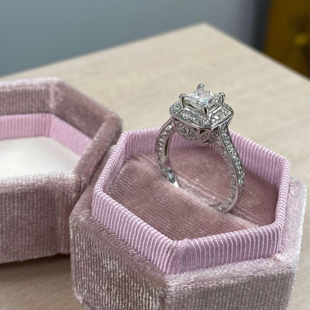 Vintage Ct Princess Cut Diamond Engagement Ring, Square