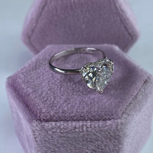 Heart Shaped 3.13Ct F-VS1 IGI Certified Lab Grown Diamond Engagement Ring, 3.43 TCW Hidden Halo Heart Diamond Ring 14k White Gold