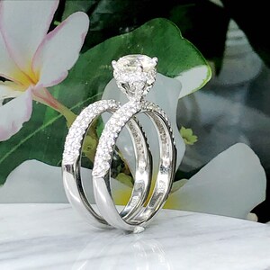 2 Carat Hidden Halo Diamond Bridal Rings Set in 14k White Gold ...