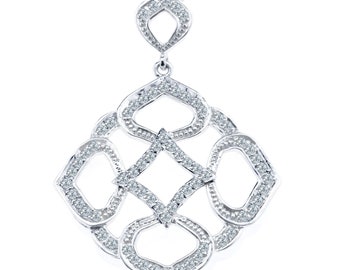 Vintage Style 0.65Ct Diamond Pendant Necklace, 14k White Gold, 16'' Chain