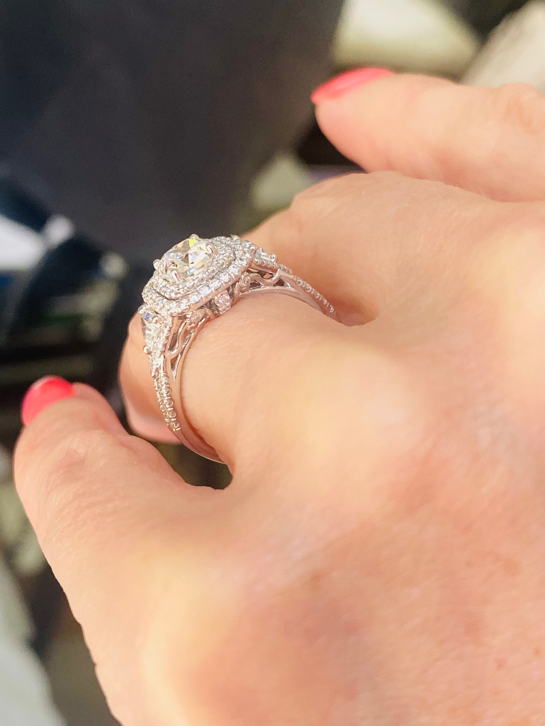 2 Carat Cushion Cut Diamond Ring W/ Trillion Side Diamonds Etsy UK 2 Carat Cushion Cut Diamond Ring W/ Trillion Side Diamonds Etsy UK