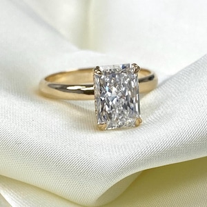 2CT Radiant Lab Grown Diamond Engagement Ring, Hidden Halo, IGI Certified