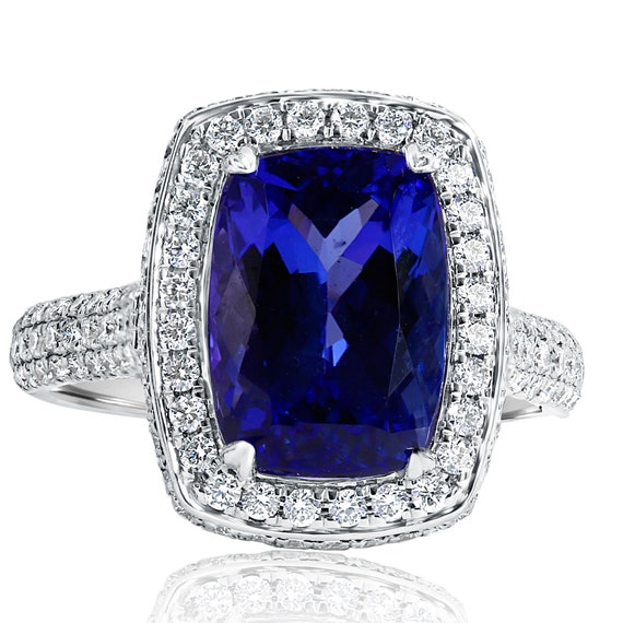 GIA Certified 5.75 Ct Tanzanite Diamond Ring Natural Bluish | Etsy