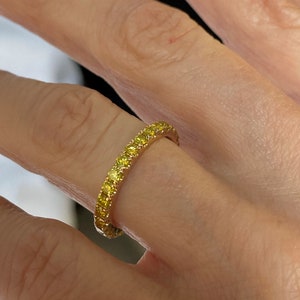 1.10-1.35 Ct Full Eternity Yellow Diamond Wedding Band, Stacking Eternity Wedding Ring, Eternity Rings for Women 10K Yellow White Gold