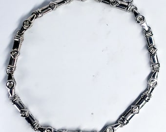 Bezel Set Diamond Bracelet, 14k White Gold, Round Cut, 0.30ct, 7 Inch