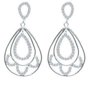 Diamond Dangle Earrings, 0.50 Ct, Elegant Style Earrings, Real Natural Round Cut Diamonds, Women&#39;s Wedding Bridal Earrings, 14k White Gold