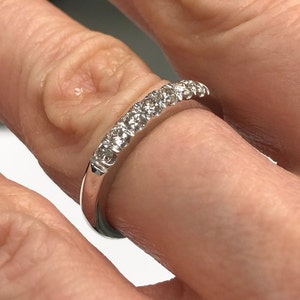 7 Stone Diamond Wedding Band, 0.30Ct, 7 Stone Ring, Diamond Wedding Ring 10k White Gold, Pave Set Stackable Ring, Anniversary Ring