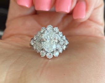 2Ct Oval Lab Grown Diamond Bridal Ring Set, IGI Certified 14k White Gold