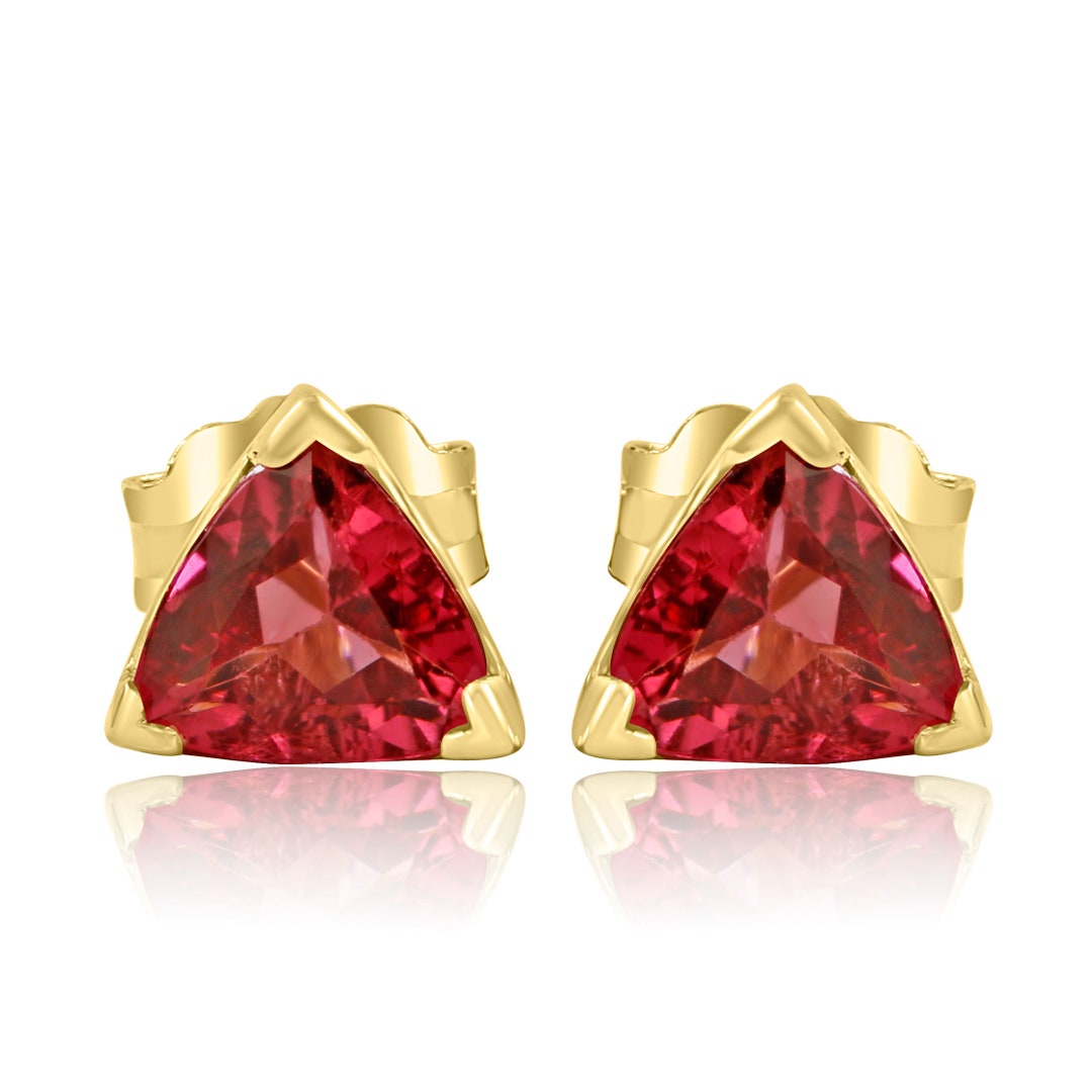1 Carat Tourmaline Stud Earrings in 14k Yellow Gold Genuine Etsy