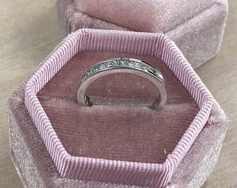 Princess Cut Natural Diamond Wedding Band, 14k White Gold Half Eternity Anniversary Ring