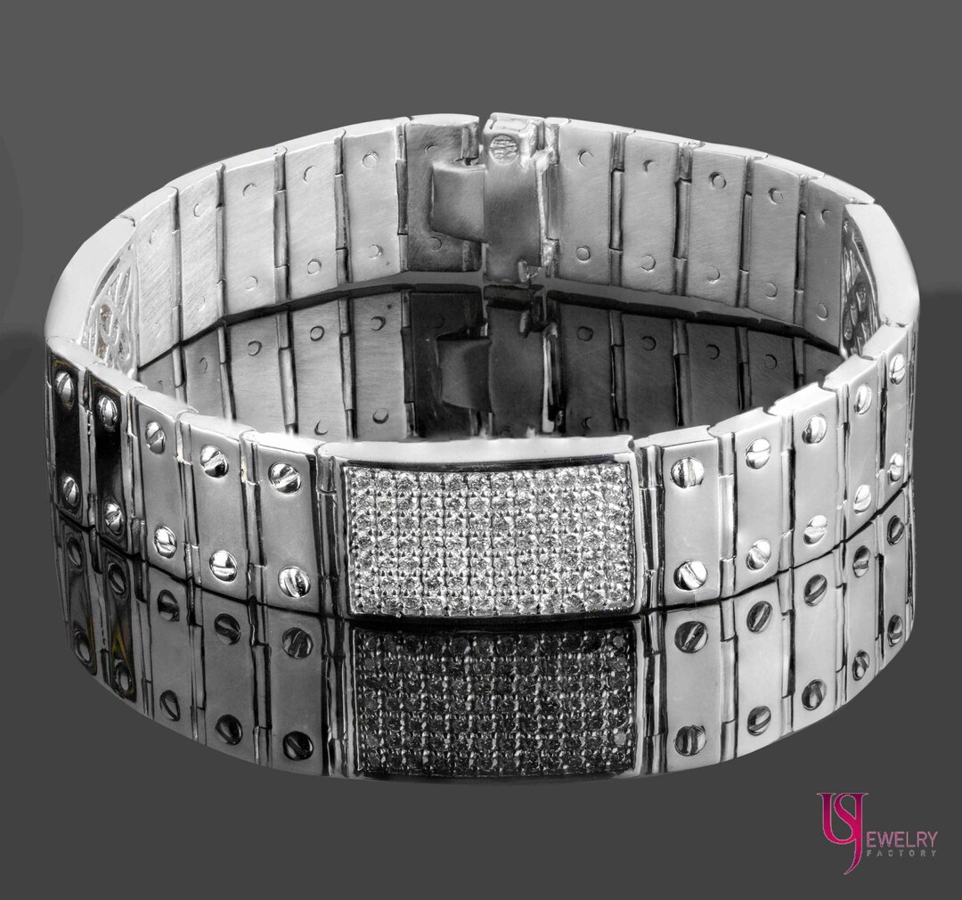 4.90 Ct Herren Diamant Armband, Herren Diamant ID Armband mit Schrauben ...