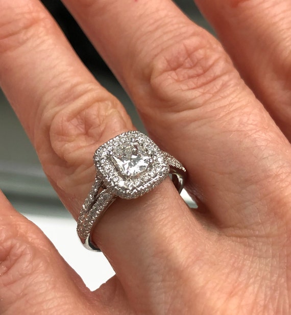 Double halo radiant cut engagement ring best sale