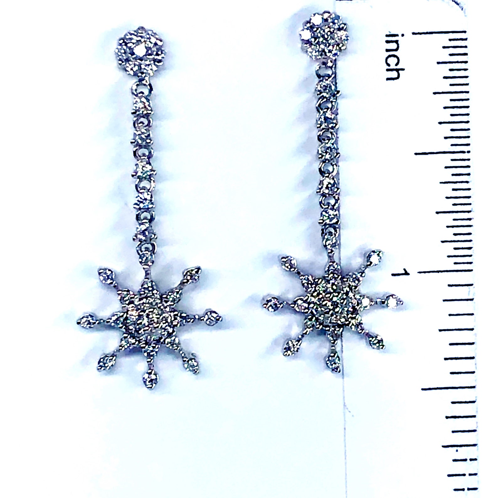 Diamond Snowflake Drop Dangle Earrings 1.06 Ct Natural Round Etsy
