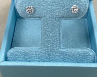 0.50 CT Lab Grown Diamond Stud Earrings, 14k White Gold