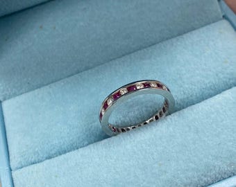 Diamond and Ruby 14k White Gold Eternity Wedding Band