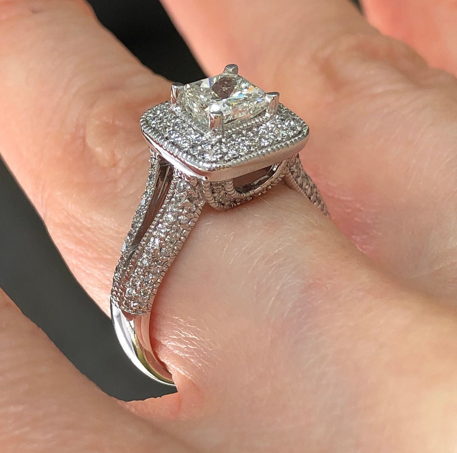14K White Gold Over 1.60 Carat Womens Round Cut Diamond Engagement Wedding Ring 