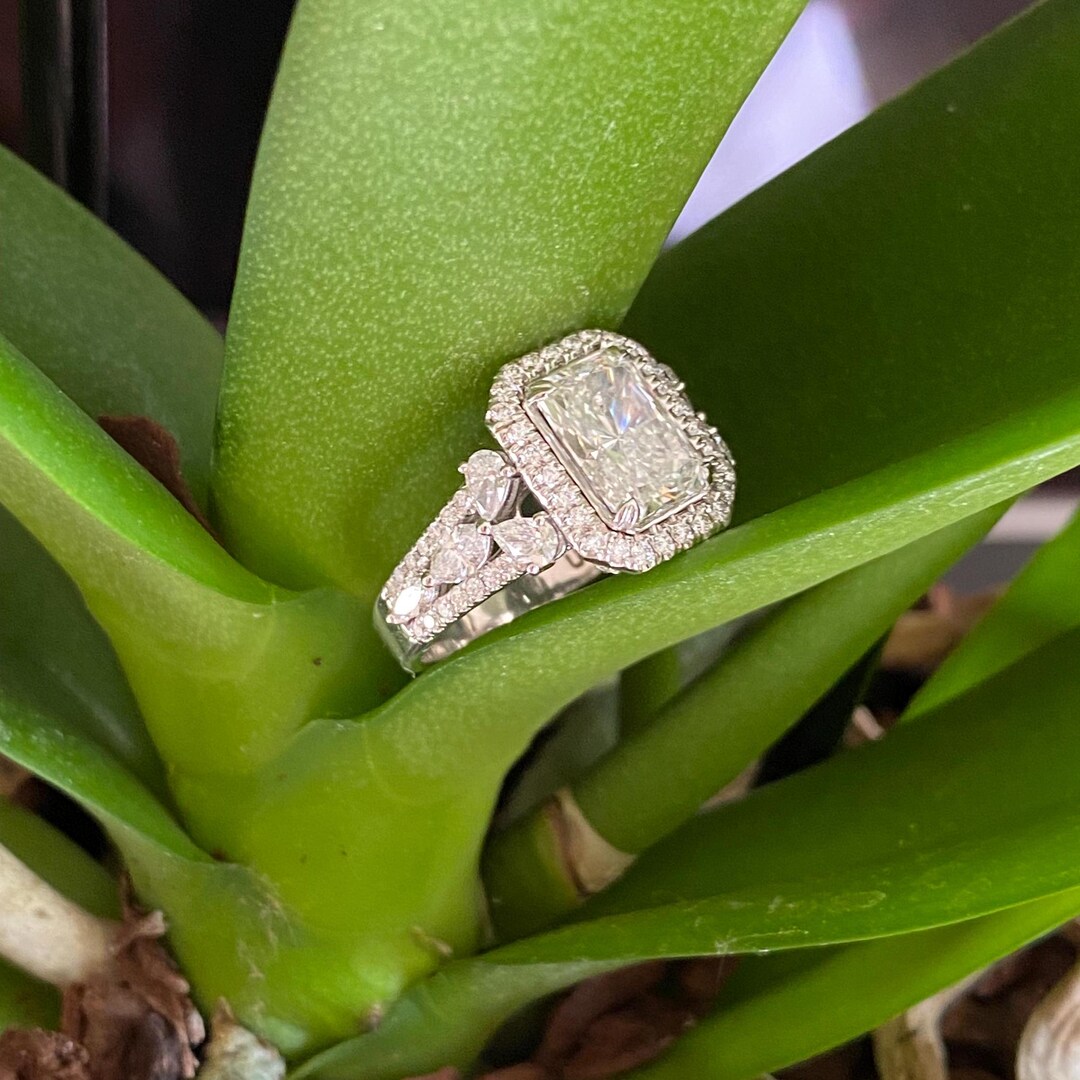 IGI Radiant Cut Lab Grown Diamond Engagement Ring, Halo Split Shank ...
