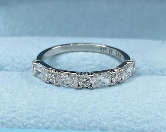 1Ct Lab Grown Diamond Radiant & Round Wedding Ring, 14k Gold Half Eternity Stacking Band
