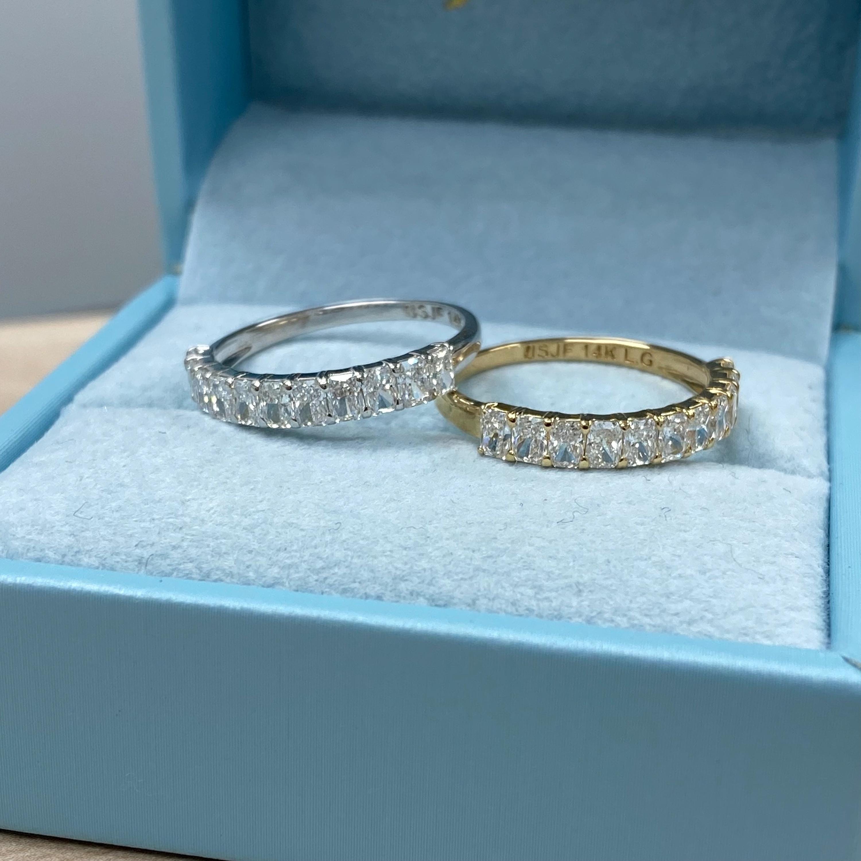 1 Carat Radiant Cut Lab Grown Diamond Wedding Band, 14K Gold Stacking ...