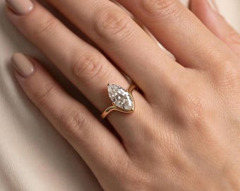 IGI Certified 1.5 Ct Marques Cathedral Set Engagement Ring