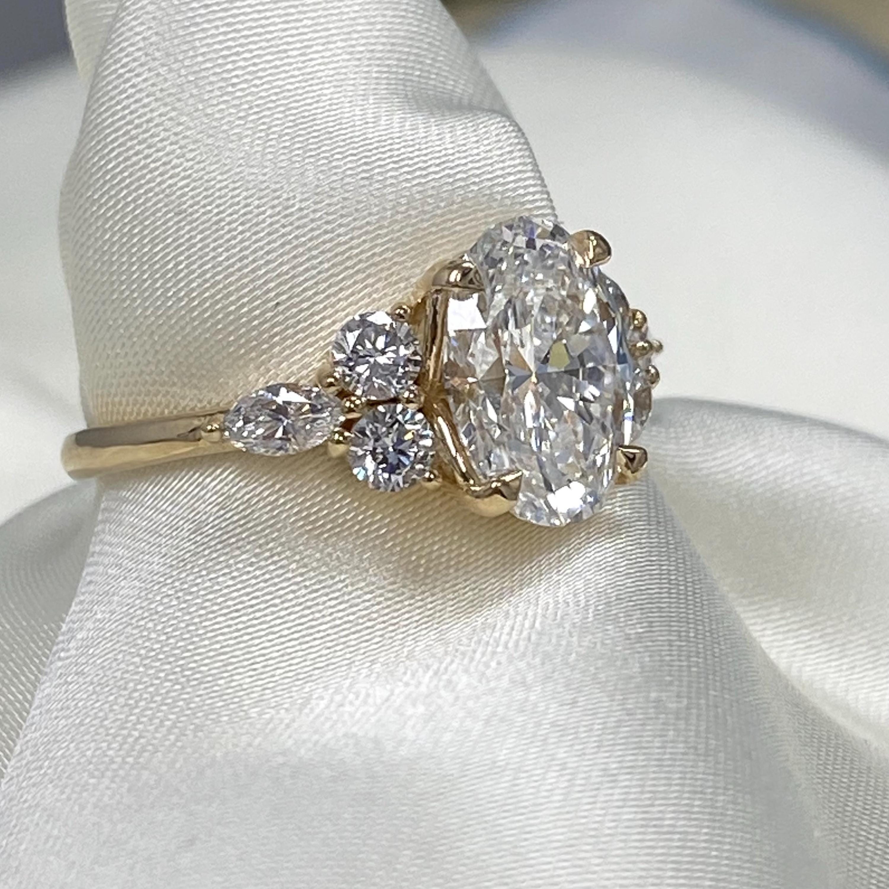 2ct IGI Oval Cut Lab Grown Diamond Engagement Ring, 14k Gold 2.50ctw - Etsy