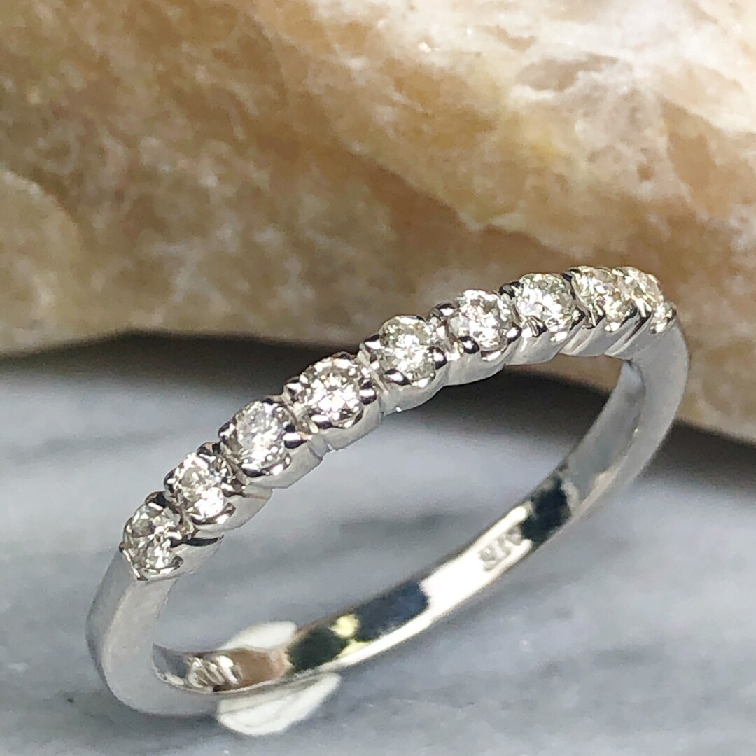 9 Stone Diamond Wedding Band Ring 10k White Gold 0.20 Ct - Etsy